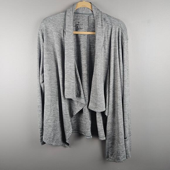 Nike Tops - Nike Dri Fit Open Front Cardigan Training Top Heathered Green Gray Womens Sz Lg